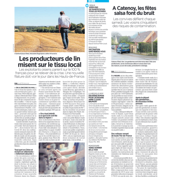 Les producteurs de lin misent sur le tissu lcoal / Le Parisien / Safilin