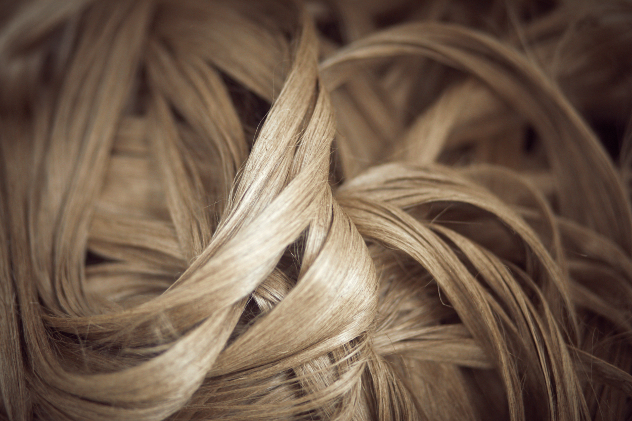 Different stages of transformation of fibre into flax yarn