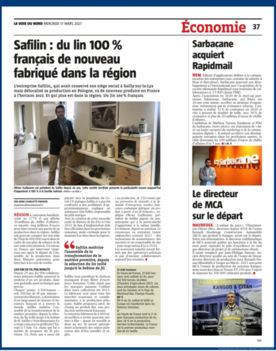 Safilin - du lin 100% français de nouveau fabriqué dans la région :VDN:Safilin