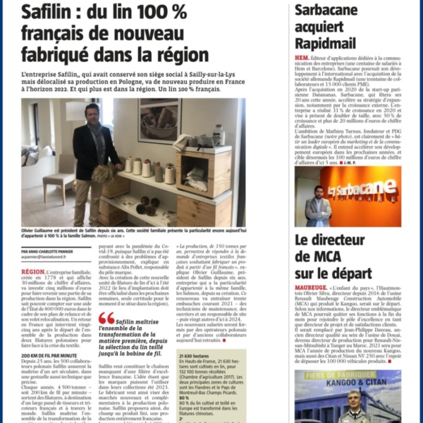Safilin - du lin 100% français de nouveau fabriqué dans la région :VDN:Safilin