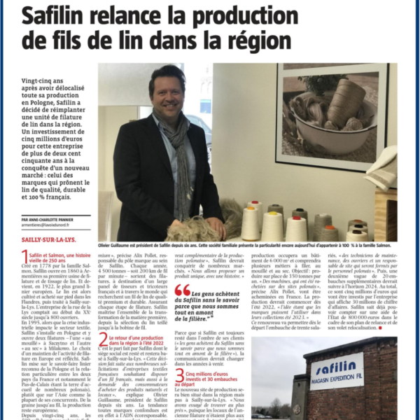 Safilin relance la production des fils de lin dans la région/VDN/Safilin